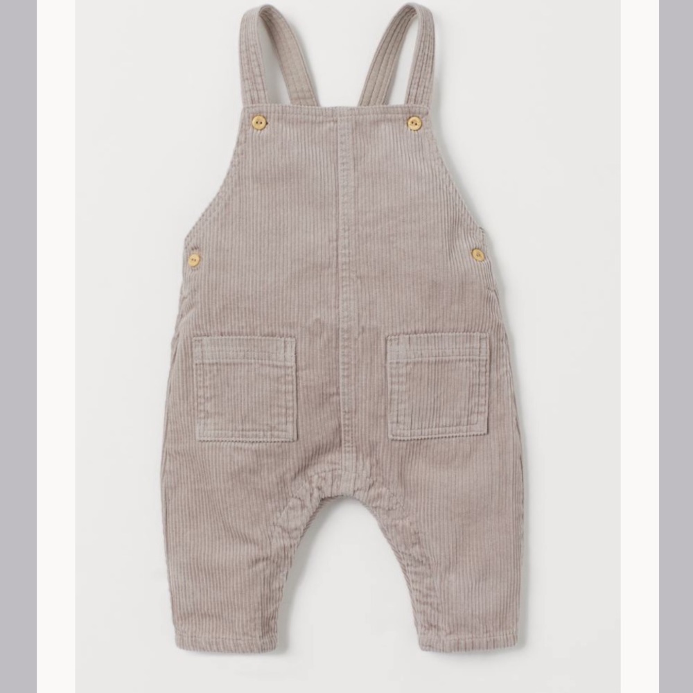 H&M Corduroy Overalls in Light Taupe Size 3-4T